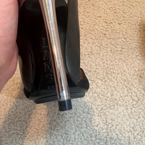 L.A.M.B. Trina D'Orsay Pump Black Leather/Suede/Chrome Heel women’s size 8 - Picture 8 of 11